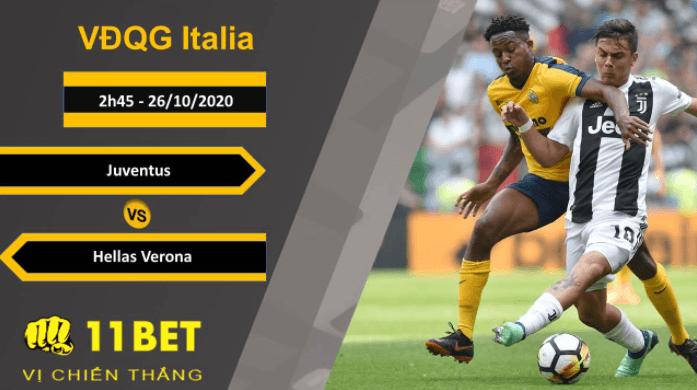 11BET Soi kèo Juventus vs Hellas Verona, 2h45, 26/10/2020