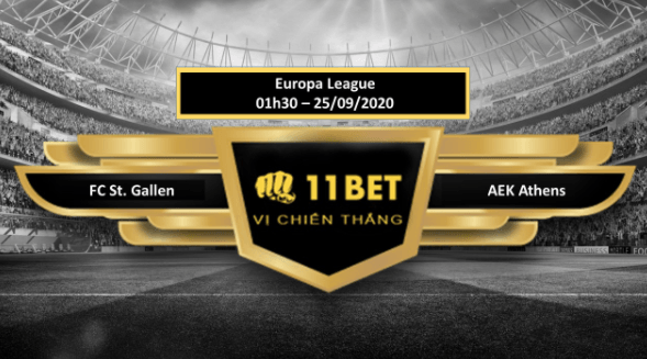11BET Tip bóng đá  FC St. Gallen vs AEK Athens  , hôm nay 25/09/202