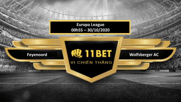11BET Tip bóng đá Feyenoord vs Wolfsberger AC  , hôm nay 30/10/2020