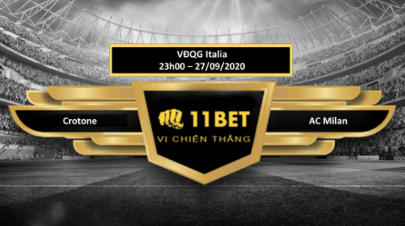 11BET Tip bóng đá Crotone vs AC Milan ,  hôm nay 27/09/2020