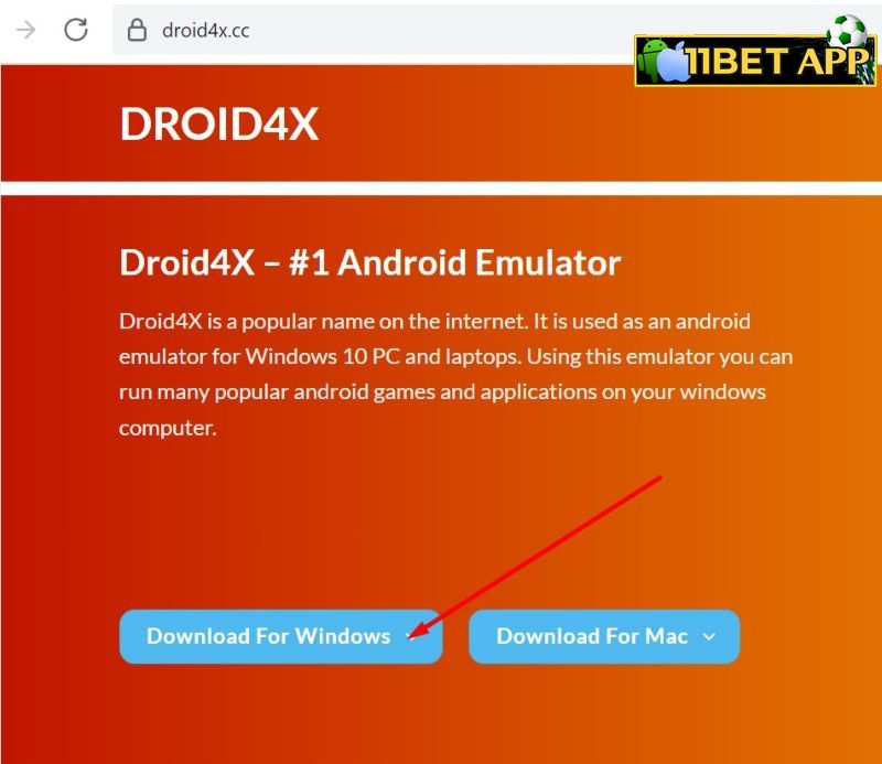 Chọn tải phần mềm cho hệ điều hành Windows để cài app 11bet trên Laptop / Máy tính / PC bằng Droid4X giả lập Android