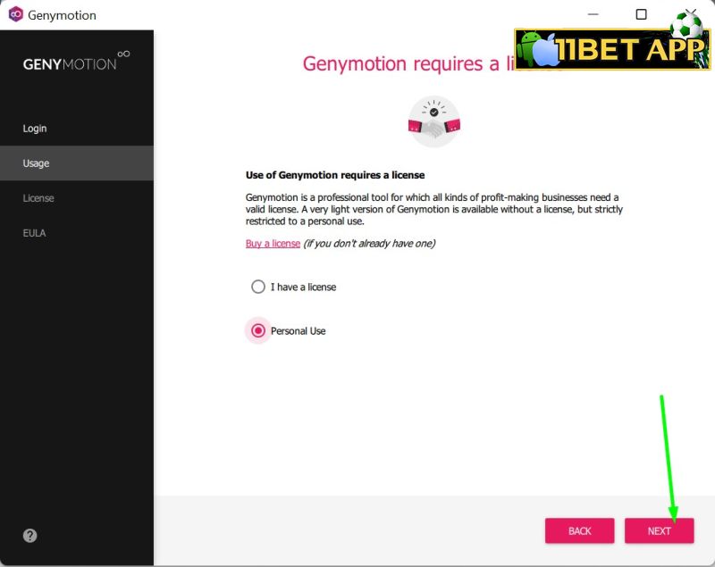 Lựa chọn đối tượng sử dụng để cài app 11bet trên Laptop / Máy tính / PC bằng Gemymotions giả lập Android